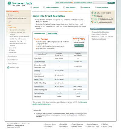 Commerce Bank Credit Card FAQs Page